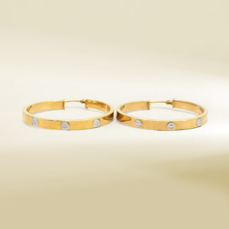 18K Two-Tone Brand Inspired Hoop Earrings