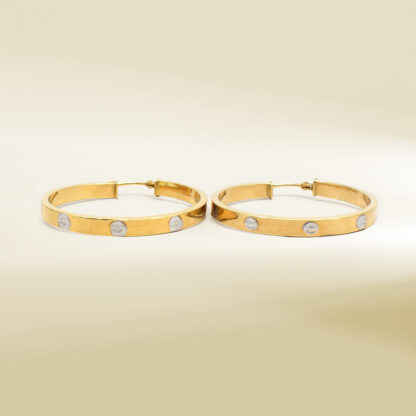 18K Two-Tone Brand Inspired Hoop Earrings