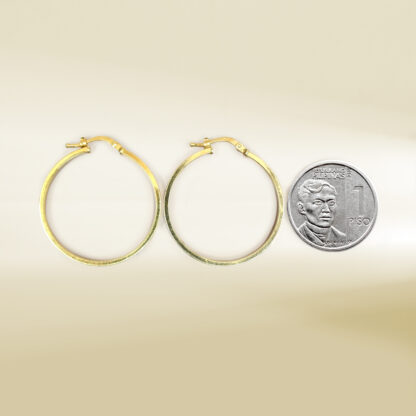 18K Two-Tone Brand Inspired Hoop Earrings - Image 2
