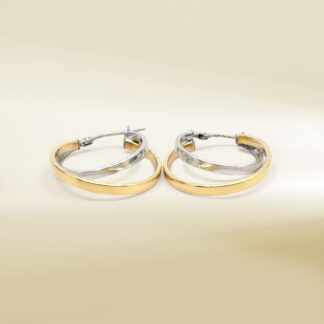 18K Two-Tone Layered Hoop Earrings