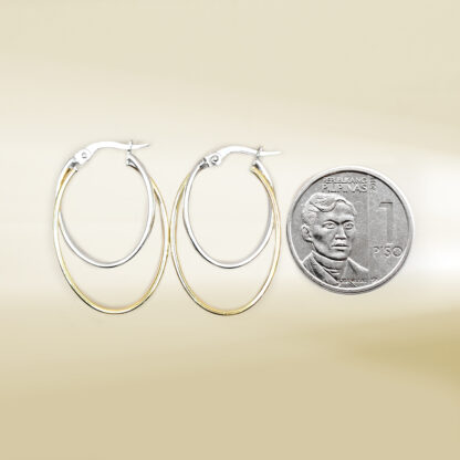18K Two-Tone Layered Hoop Earrings - Image 2