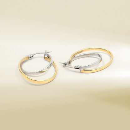 18K Two-Tone Layered Hoop Earrings - Image 3