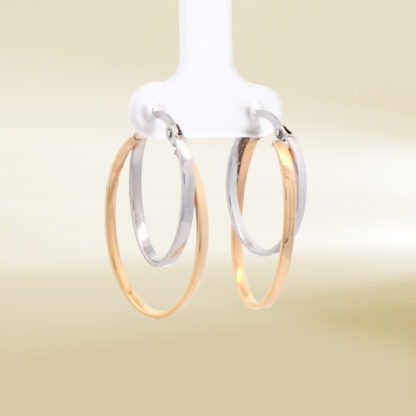 18K Two-Tone Layered Hoop Earrings - Image 4