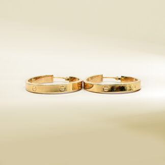 18K Yellow Gold Brand Inspired Hoop Earrings