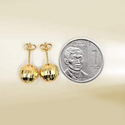 18K Yellow Gold Ball Design Earrings - Image 2