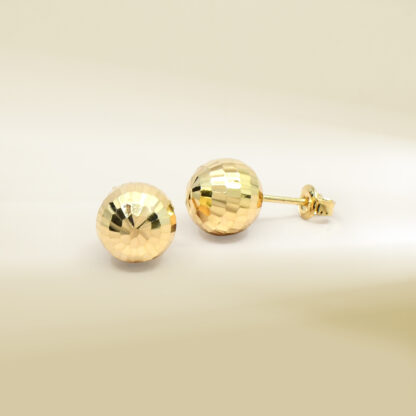 18K Yellow Gold Ball Design Earrings - Image 3