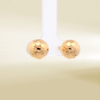 18K Yellow Gold Ball Design Earrings - Image 4