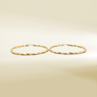18K Yellow Gold Big Twisted Hoop Earrings