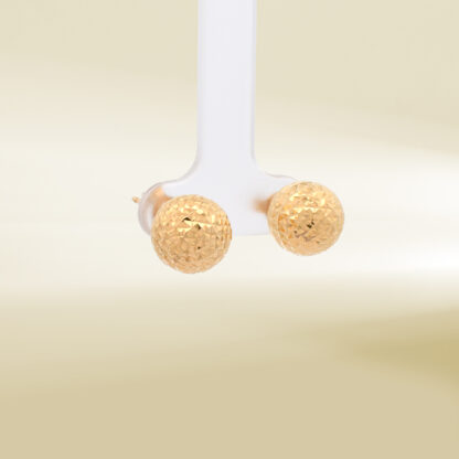 18K Yellow Gold Ball Design Earrings - Image 4