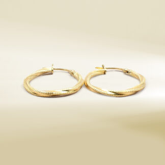 18K Yellow Gold Twisted Hoop Earrings