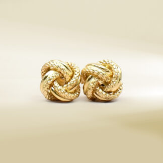 18K Yellow Gold Knot Design Earrings