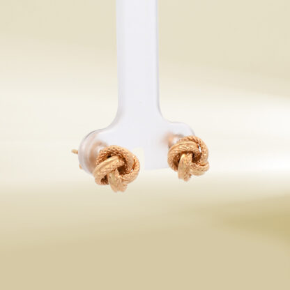 18K Yellow Gold Knot Design Earrings - Image 4