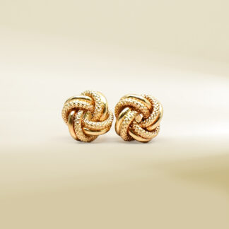 18K Yellow Gold Knot Design Earrings