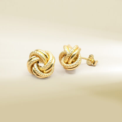 18K Yellow Gold Knot Design Earrings - Image 3
