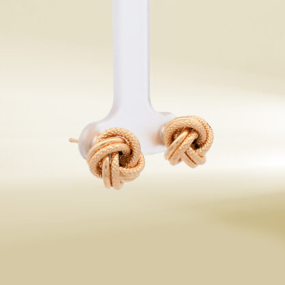 18K Yellow Gold Knot Design Earrings - Image 4