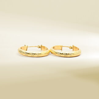 18K Yellow Gold Brand Inspired Hoop Earrings