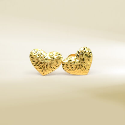 18K Yellow Gold Heart Design Earrings