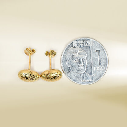 18K Yellow Gold Puffy Heart Earrings - Image 2