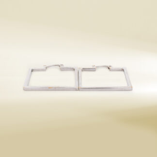 18K White Gold Box Design Earrings