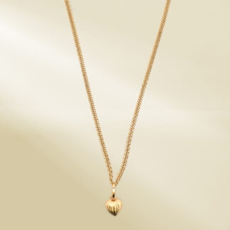 18K Yellow Gold Curb Chain Necklace with Flower Bud