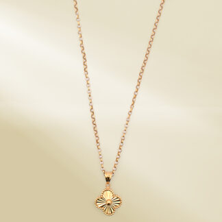 18K Yellow Gold Rolo Chain Necklace with Brand-Inspired Pendant
