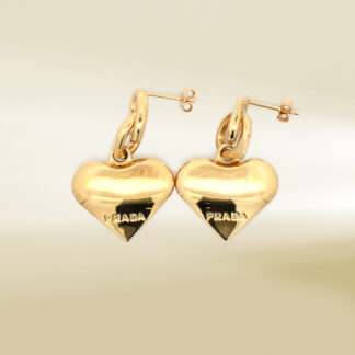 18K Yellow Gold Brand-Inspired Heart Design Earrings
