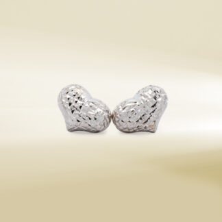 18K White Gold Heart Design Earrings