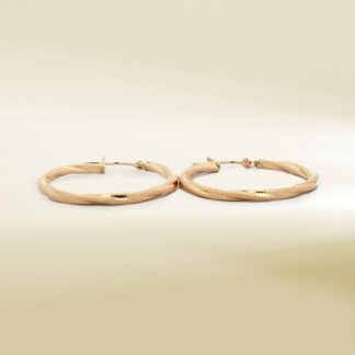 18K Yellow Gold Twisted Hoop Earrings