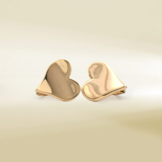18K Yellow Gold Heart Design Earrings