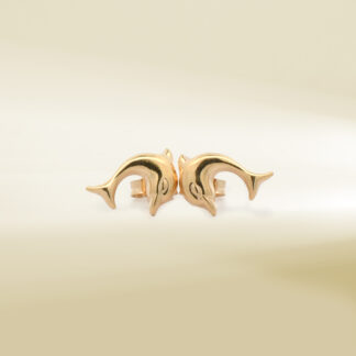 18K Yellow Gold Dolphin Design Earrings