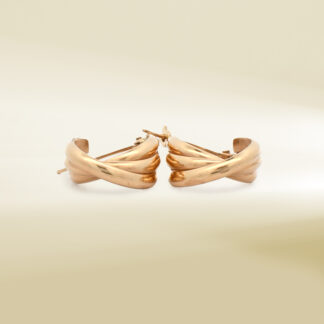 18K Yellow Gold Overlap Hoop Earrings