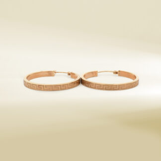 18K Yellow Gold Greek Pattern Hoop Earrings