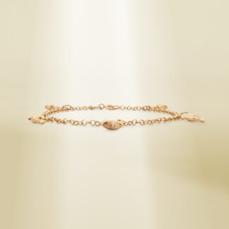 18K Yellow Gold Rolo Chain with Charms Bracelet
