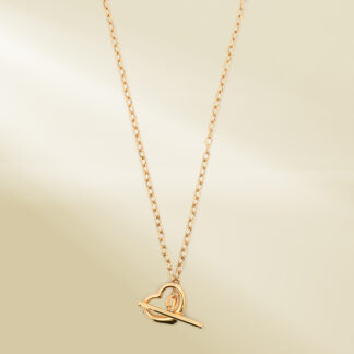 18K Yellow Gold Rolo Chain Necklace with Heart Toggle