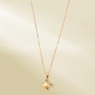 18K Yellow Gold Box Chain Necklace with Brand-Inspired Pendant