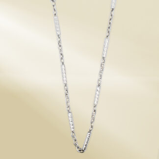 14K White Gold Cylinder Bar Link Necklace