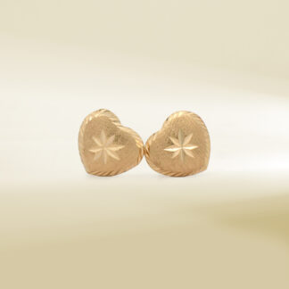 18K Yellow Gold Heart Design Earrings