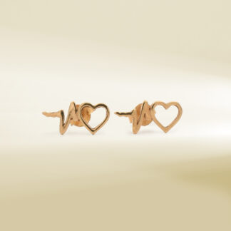 18K Yellow Gold Heart Design Earrings
