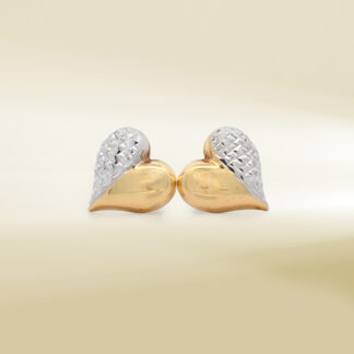 18K Two-Tone Heart Design Earrings