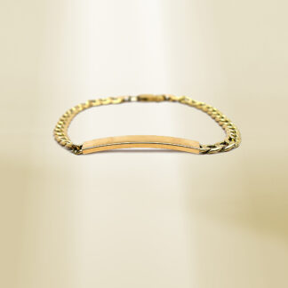 18K Yellow Gold Curb Chain ID Bracelet