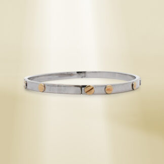 14K Two-Tone Brand-Inspired Screw Type Bangle