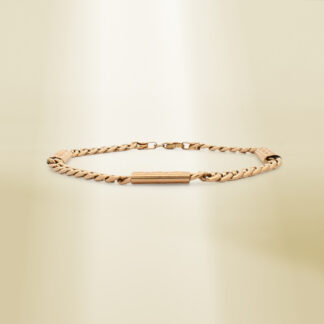 18K Yellow Gold Curb Chain with Greek Pattern Station Bracelet