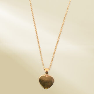 18K Yellow Gold Rolo Chain Necklace with Heart Locket Pendant