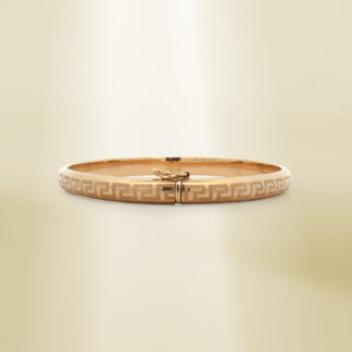 18K Yellow Gold Clip Type Greek Pattern Bangle