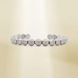 14K White Gold Beaded Design Bangle