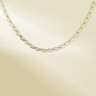 18K Yellow Gold Heart Shaped Cable Chain Necklace
