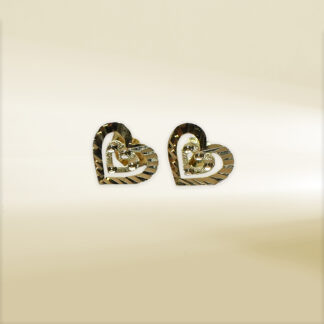 18K Yellow Gold Heart Design Earrings