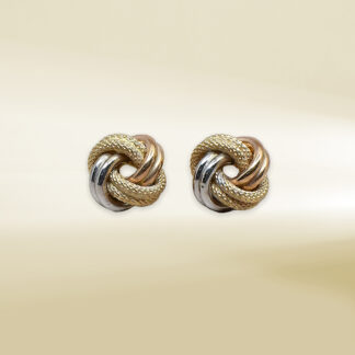 18K Tri-Color Knot Design Earrings