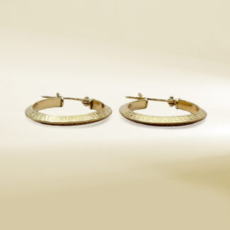 18K Yellow Gold Greek Inspired Patterned Hoop Earrings