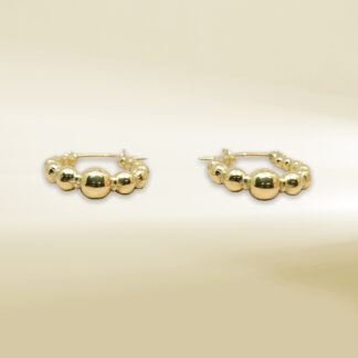 18K Yellow Gold Bubble Design Earrings